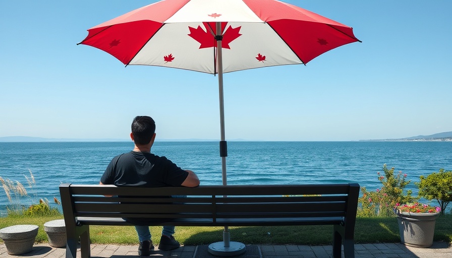 Canadian umbrella shades two people by a lake, Tariffs Impact Michigan Business and Tourism