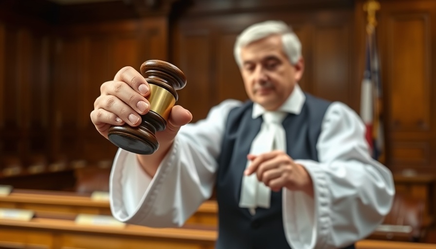 Courtroom scene with judge holding gavel, AI Copyright Training Laws.