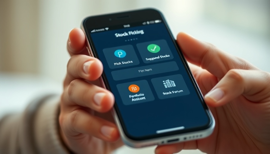 AI Stock Picker app on smartphone with various stock options.