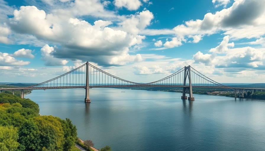 Sault bridge crossings with Michigan, dual bridges over calm river.