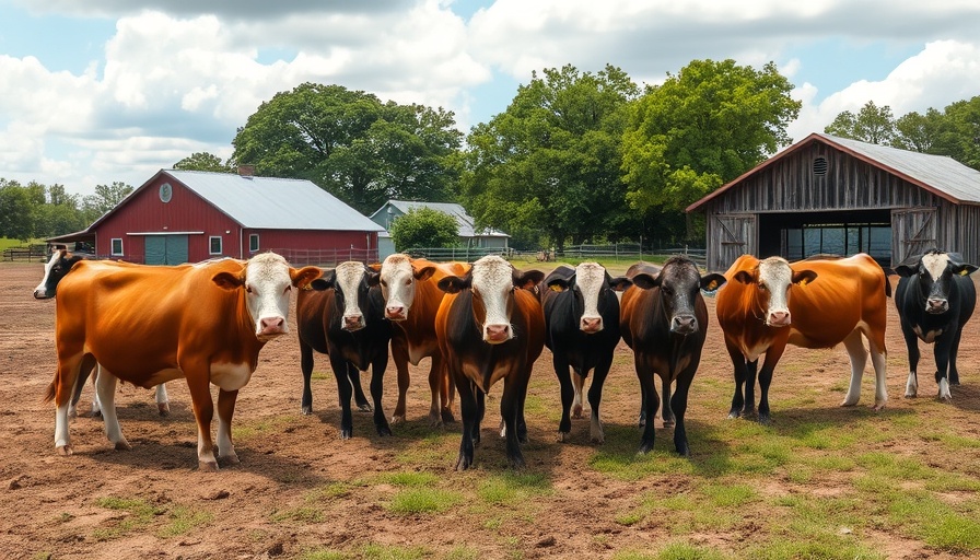 Cows at Penokean Hills Farms showcasing retail expansion under blue skies.