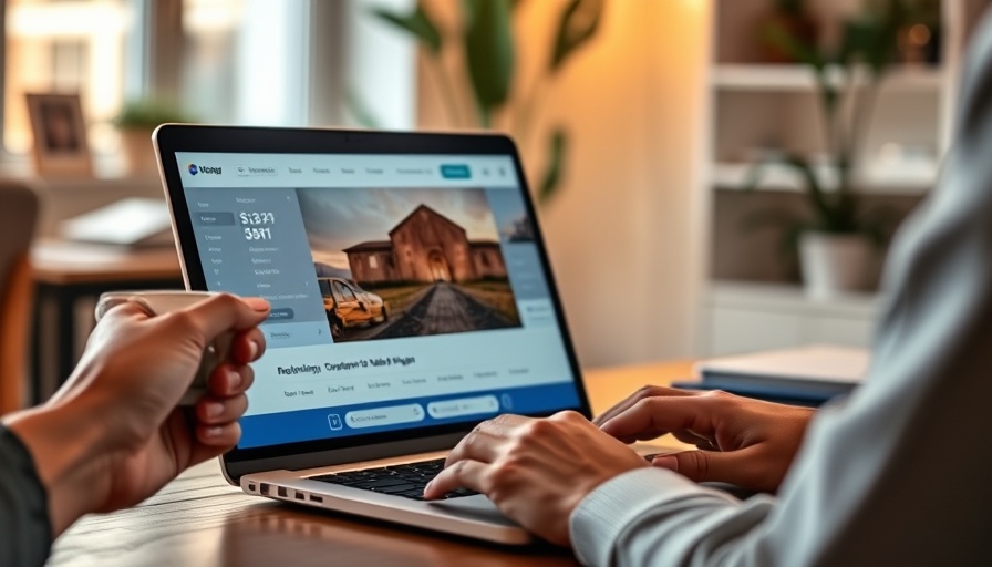 Modern laptop in home office shows flight booking site, ideal travel hack for remote workers.