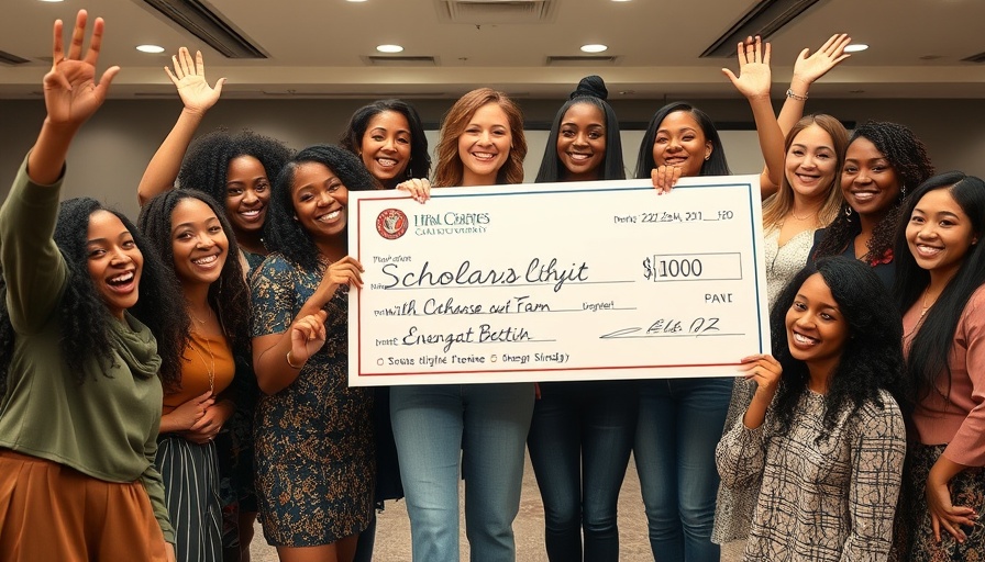 Diverse group of women holding a scholarship check, emphasizing support for women in skilled trades.