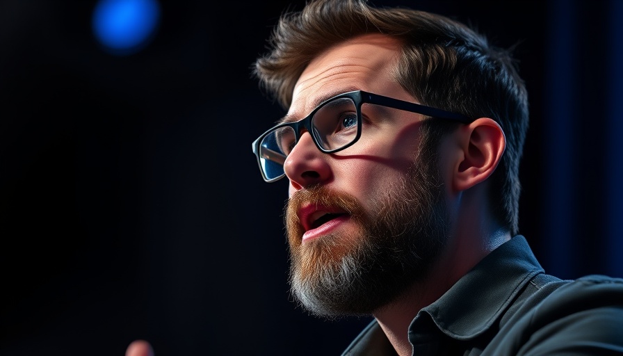 Bearded man speaking about AI Coding Tools Impact on Productivity on stage.