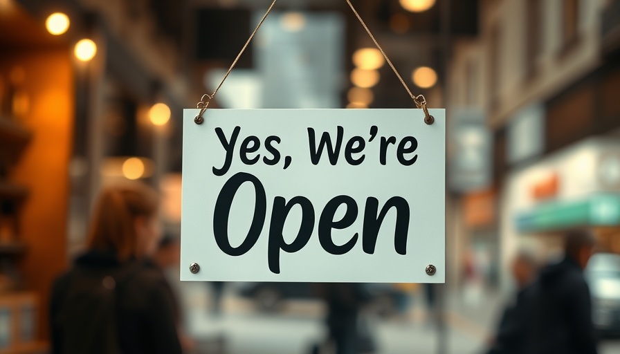 Open sign displayed in shop window, Rural Development Fund Ontario.