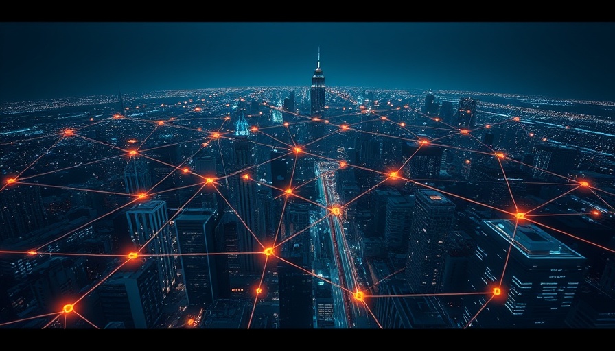 Digital network over cityscape symbolizing Cleveland job creation.