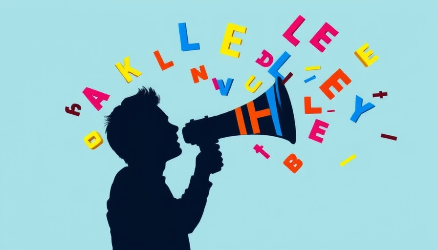 Silhouette with megaphone and letters representing executive branding.