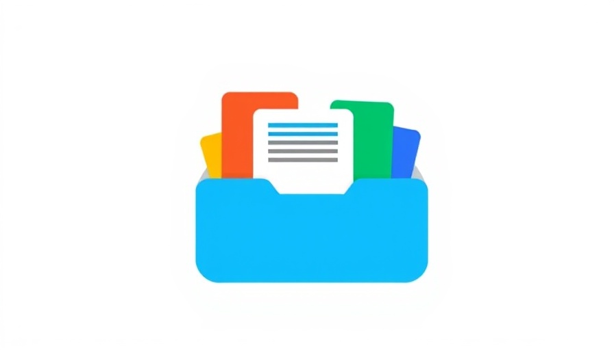 Google News icon with multicolored folders, minimalist design.