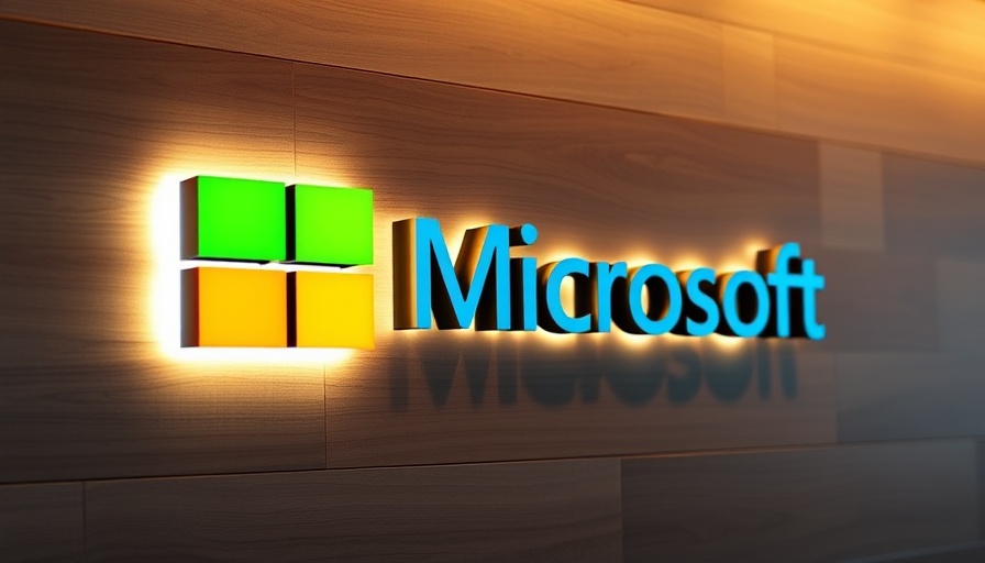 Glowing Microsoft logo on wooden wall, related to AI job loss.