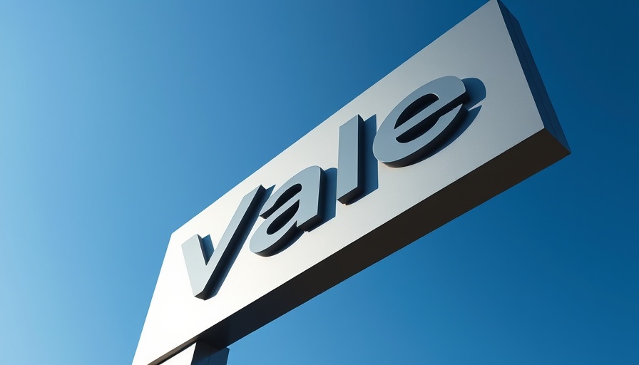 Vale sign under blue sky symbolizes nickel and copper production increase.