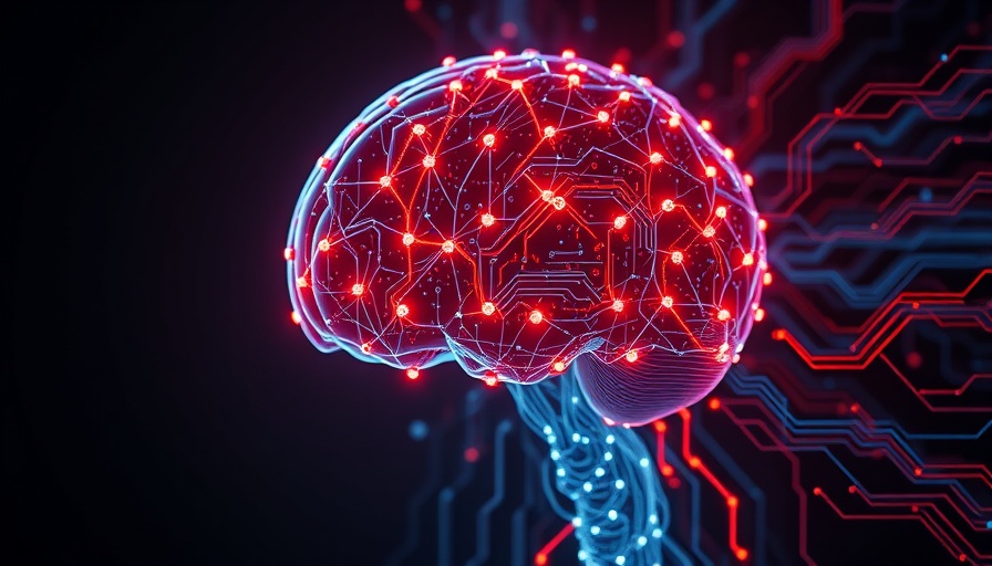 AI concept with glowing circuits and neural network, symbolizing AI job cuts.