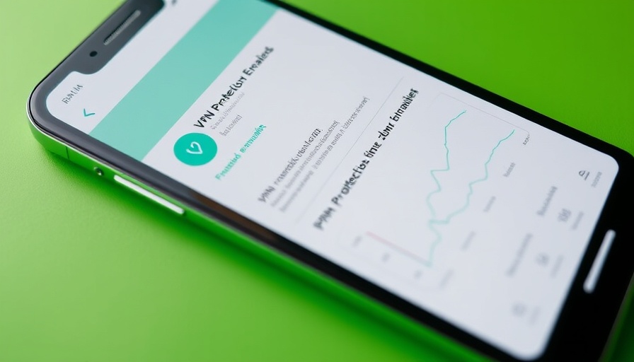 Mobile security app showing VPN protection and DNS graphs on green background for business data security.