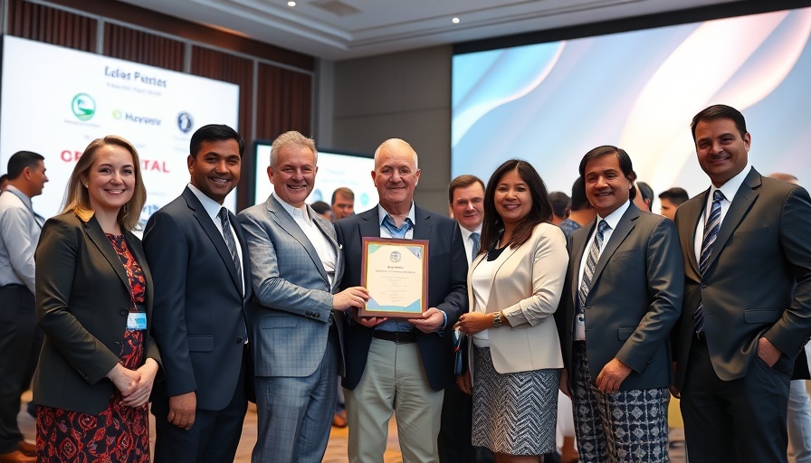 2025 Excellence in Agriculture Awards ceremony with group holding an award.