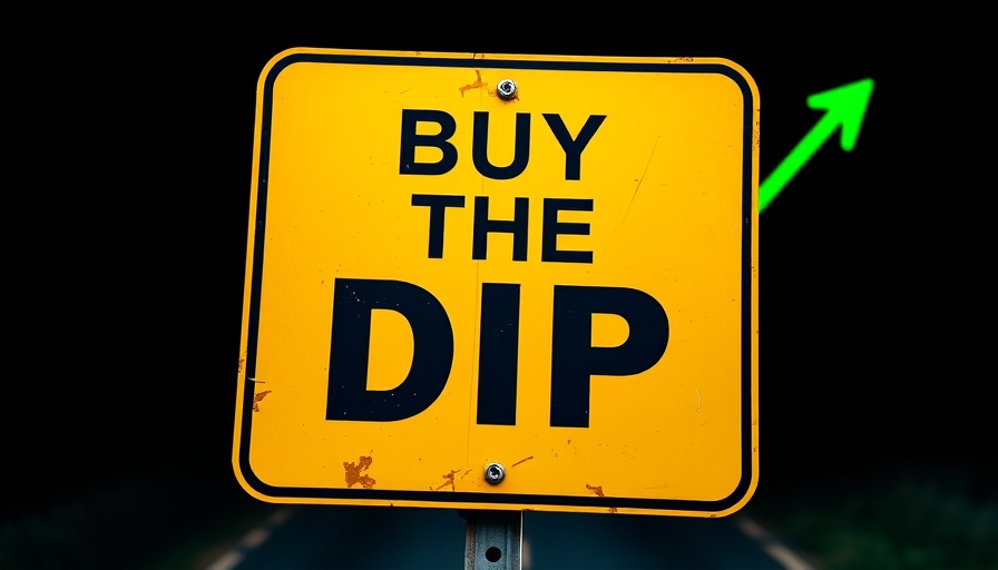 Investment strategy sign encouraging stock dip purchases.