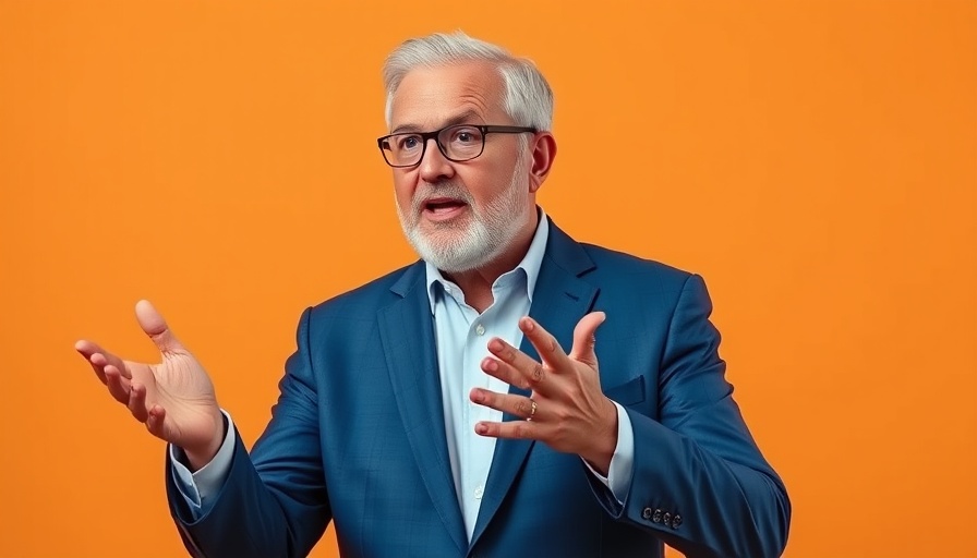 Middle-aged man speaks passionately about AI job cuts.