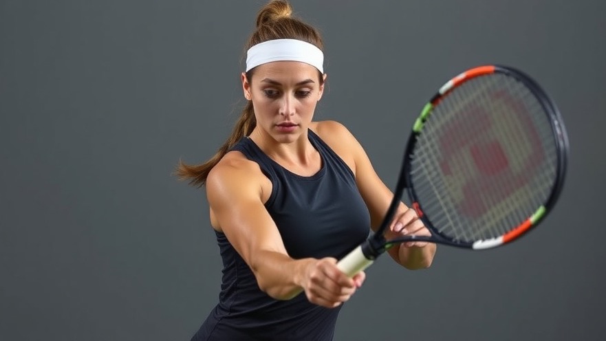 Athletic female tennis player demonstrating racket angle and swing path techniques.