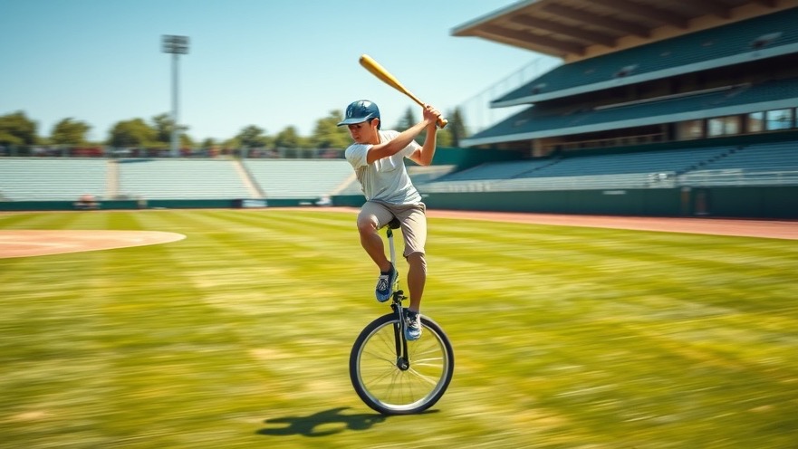 Dynamic young athlete balancing on a unicycle at community sports events.
