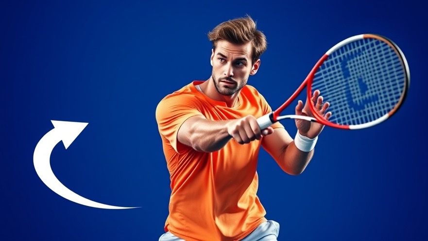 Dynamic male player showcasing tennis serve technique with upper body rotation for a power serve.