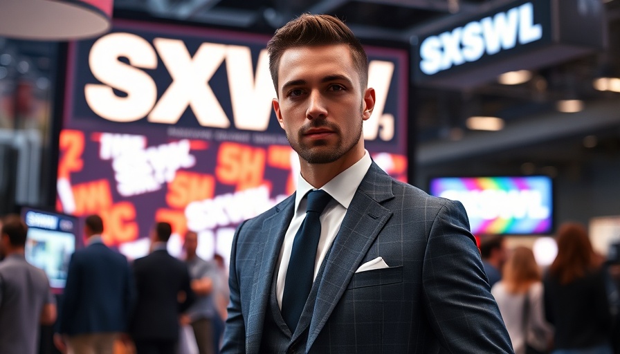 SXSW 2025 celebrities event with confident man in suit.