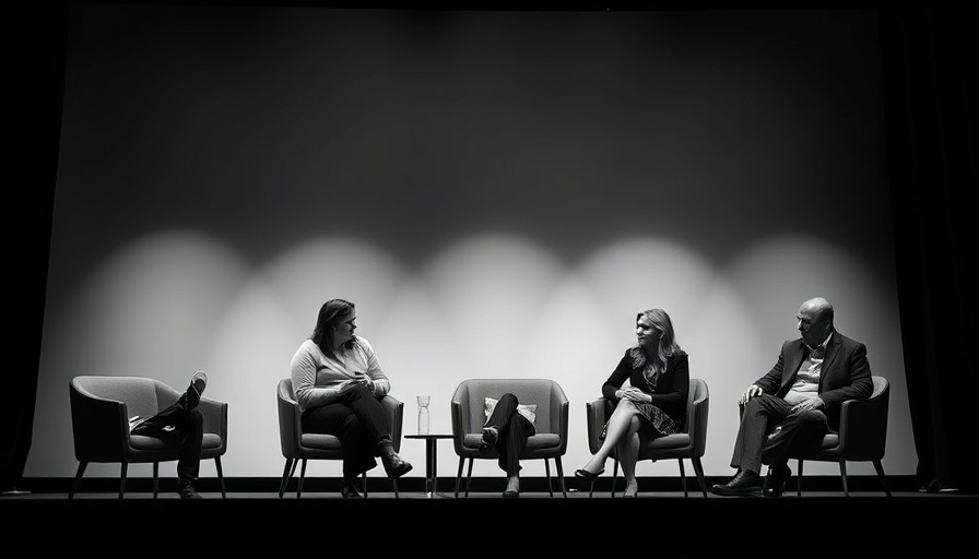 Panel discussion at Austin SXSW Festival in black and white.