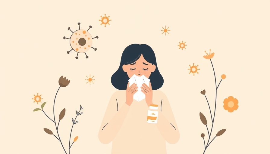 Illustration of Austin allergies with sneezing person and pollen.