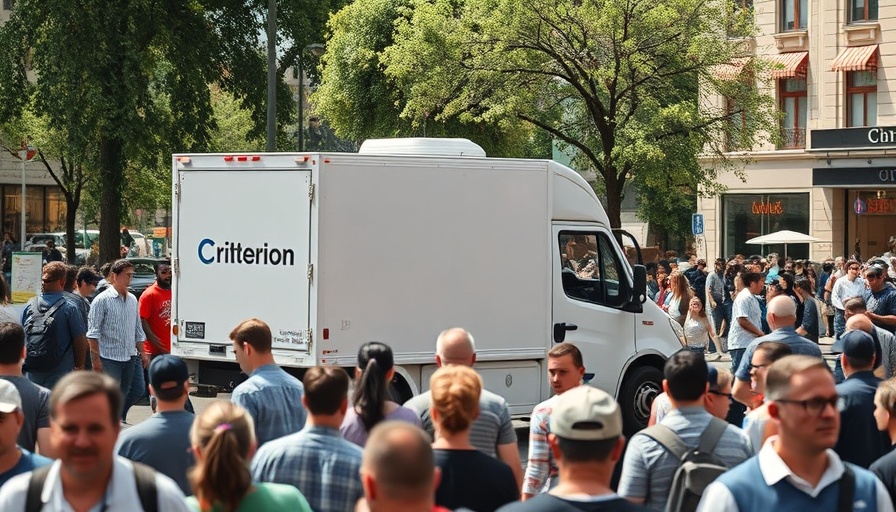 Criterion Collection Mobile Closet truck at SXSW on busy street.