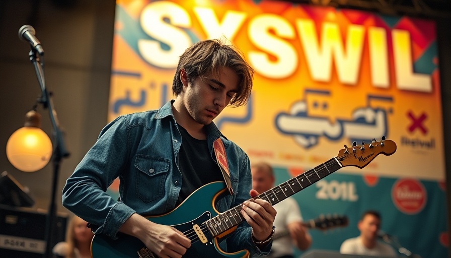 SXSW Music Future event with focused guitarist on stage.