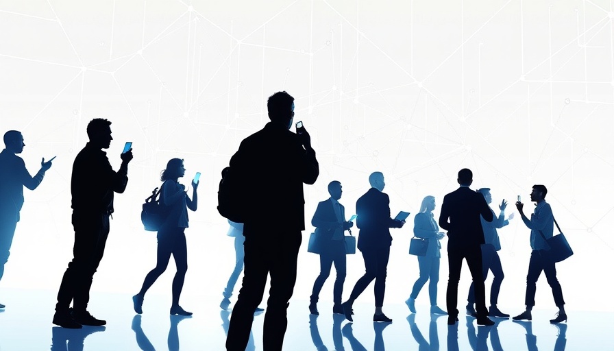 Illustration of gig workers and digital panels in a network.