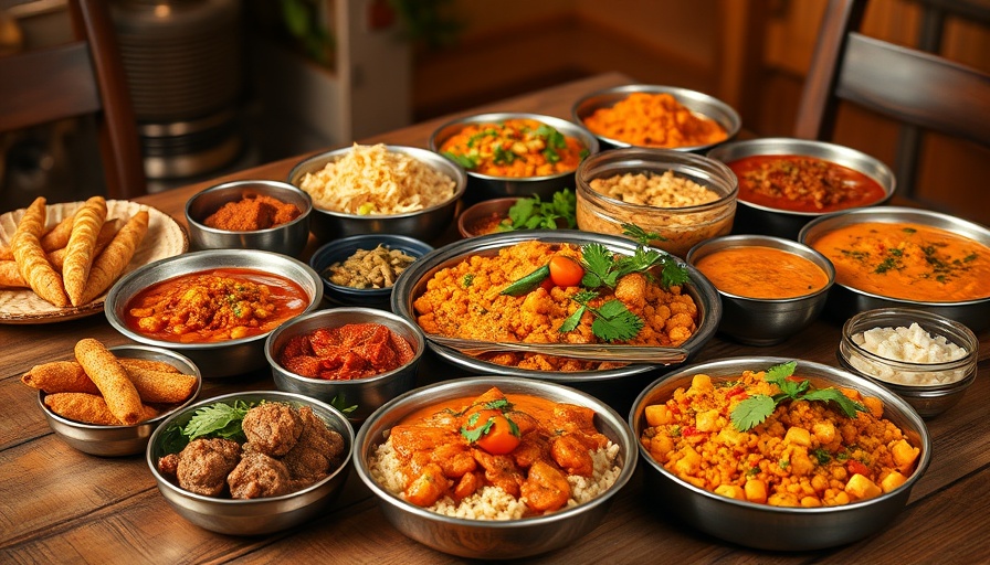 Delicious Indian cuisine spread on a table at an Austin Indian restaurant.