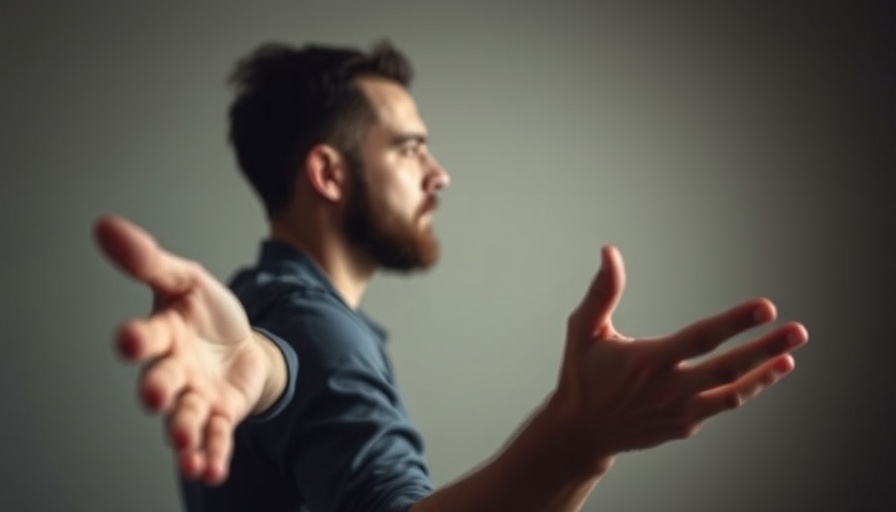 Blurred profile image of a man reaching forward in soft focus.
