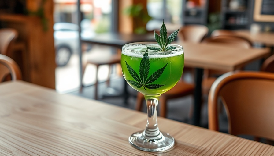 CBD-infused cocktail with cannabis leaf design in Austin