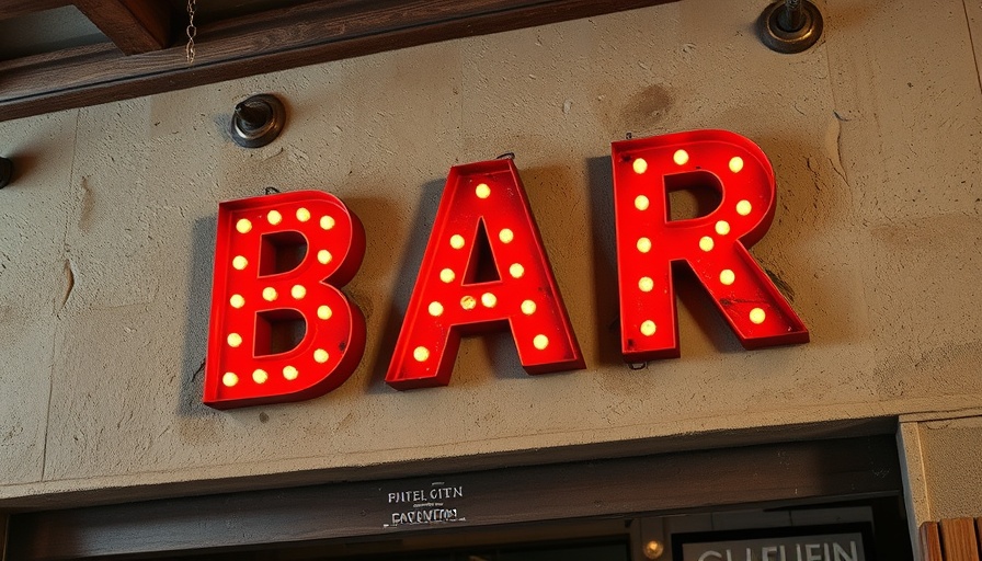 Vintage bar sign on stucco wall reflecting Austin dive bar culture.
