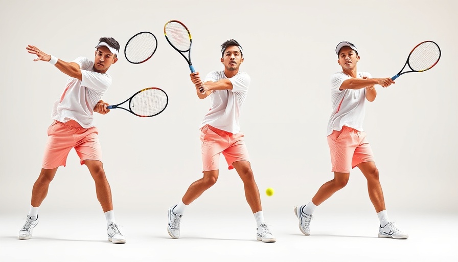 Tennis player demonstrating bodyweight transfer in tennis serve sequence.