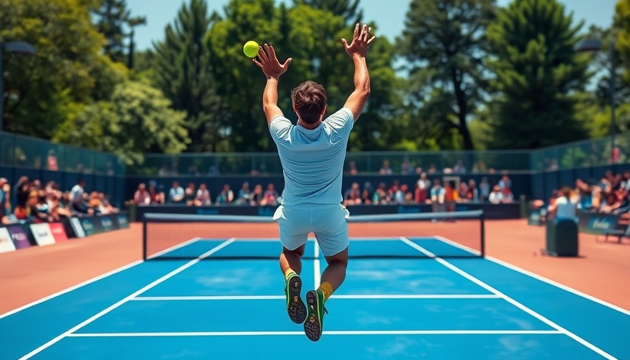 Athlete serving on tennis court highlighting sports pressure impact.
