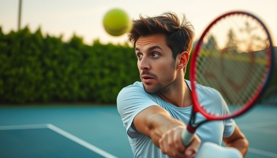 Gareth Bale demonstrating tennis skills with a powerful serve.