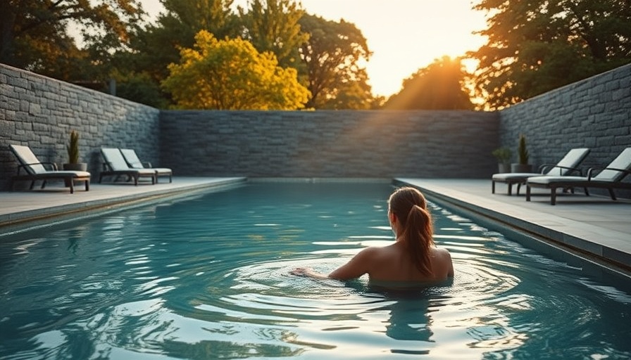 Woman relaxing at Ottine Mineral Springs pool.