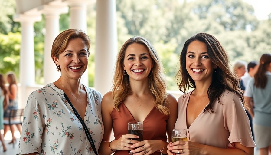 Dining in Austin event with smiling women on a balcony.