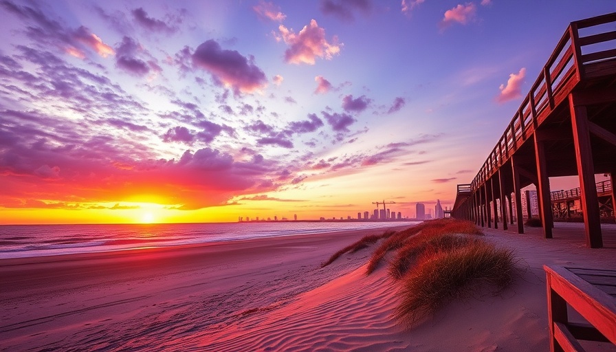 Serene Texas beach boardwalk at sunset, ideal summer exploration