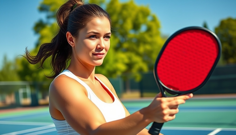 Every Level of Pickleball Serve: Female player serves on court.