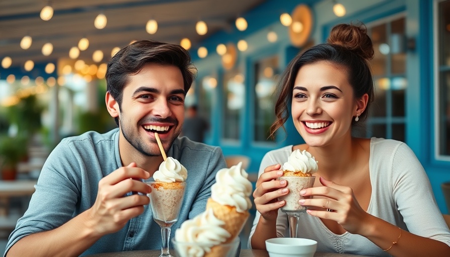 Couple enjoying dessert at a casual outdoor dining in Austin.