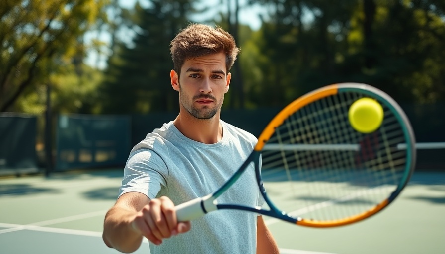 Amateur player serving with racket edge on tennis court.