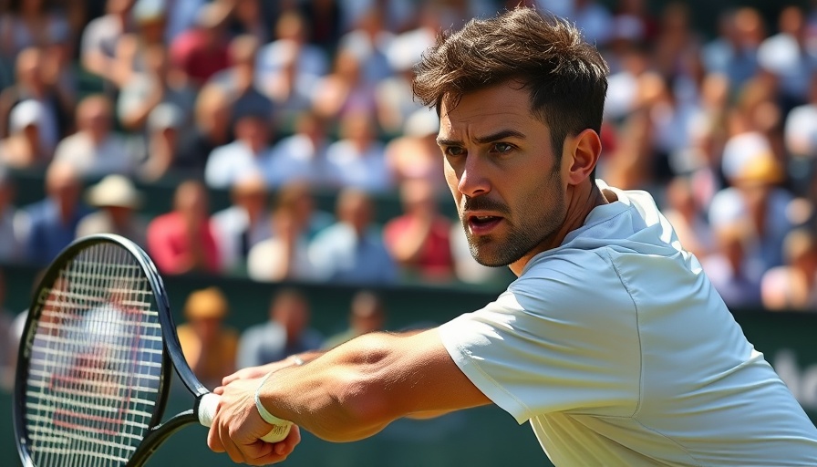 Wimbledon winning strategies shown by focused tennis player.