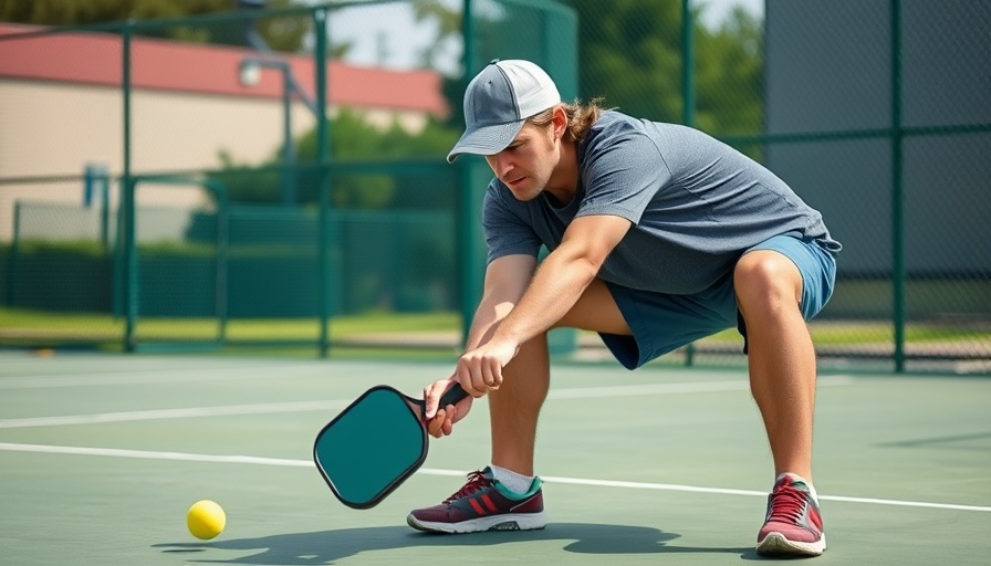 Casual athlete performing pickleball trick shot on court