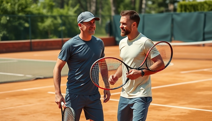 Tennis shapes lifelong values: Two men engaged on clay court.
