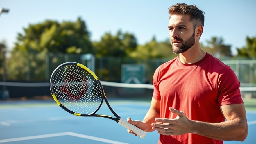 Athletic male tennis player demonstrating tennis positioning and strategy on a blue court.