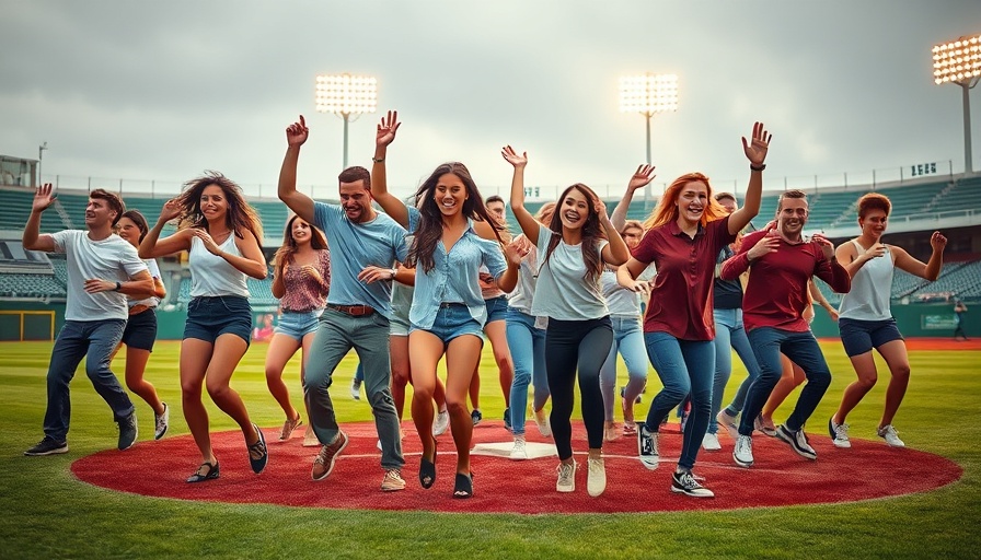 Sorority Tok Season performers dance energetically on baseball field.