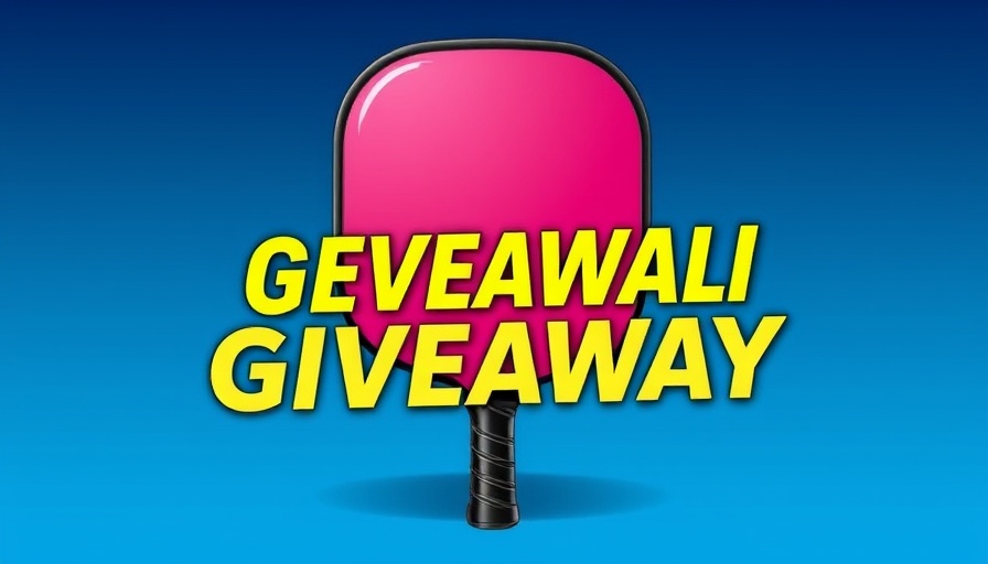 Pickleball giveaway promotional graphic in Austin features paddle and bold text