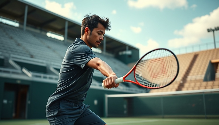 Tennis player dropshot in defense on court during daytime.
