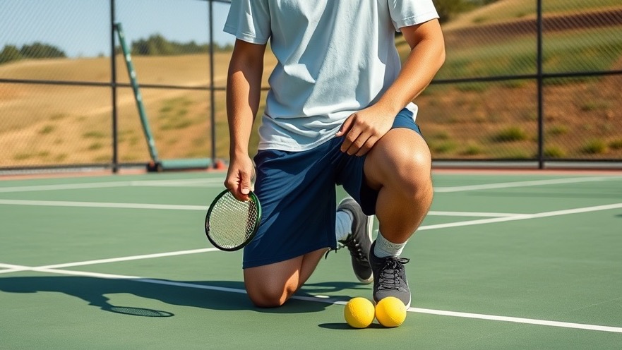 Individual in athletic attire kneeling on a pickleball court, showcasing the Austin sports community.