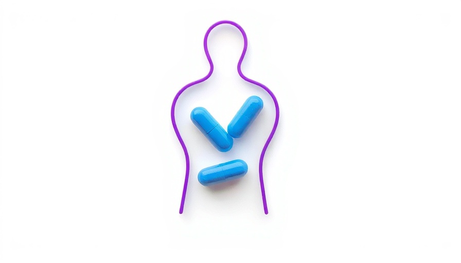 Medication adherence concept with blue capsules in human outline.